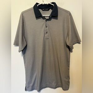 Travis Mathew Men's Gray Polo Shirt with Navy Collar Size M